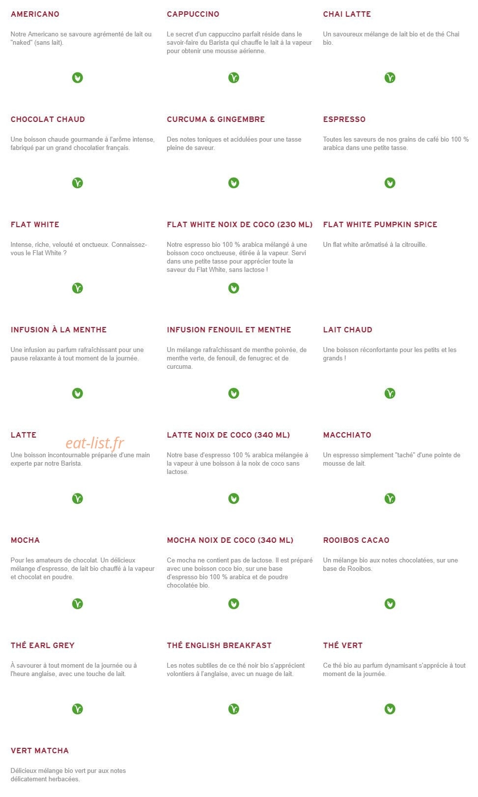 Prêt à manger — carte page 10