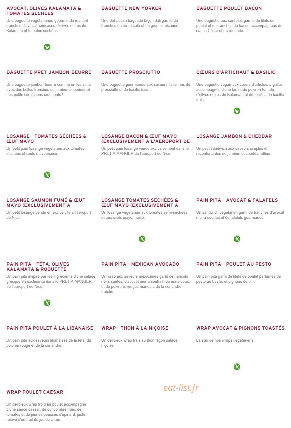 Prêt à manger — carte page 2