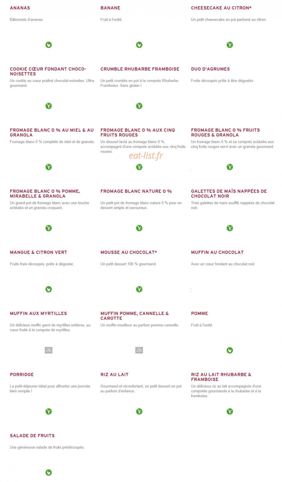 Prêt à manger — carte page 9