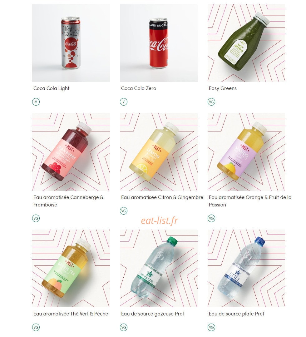 Pret A Manger — carte page 19