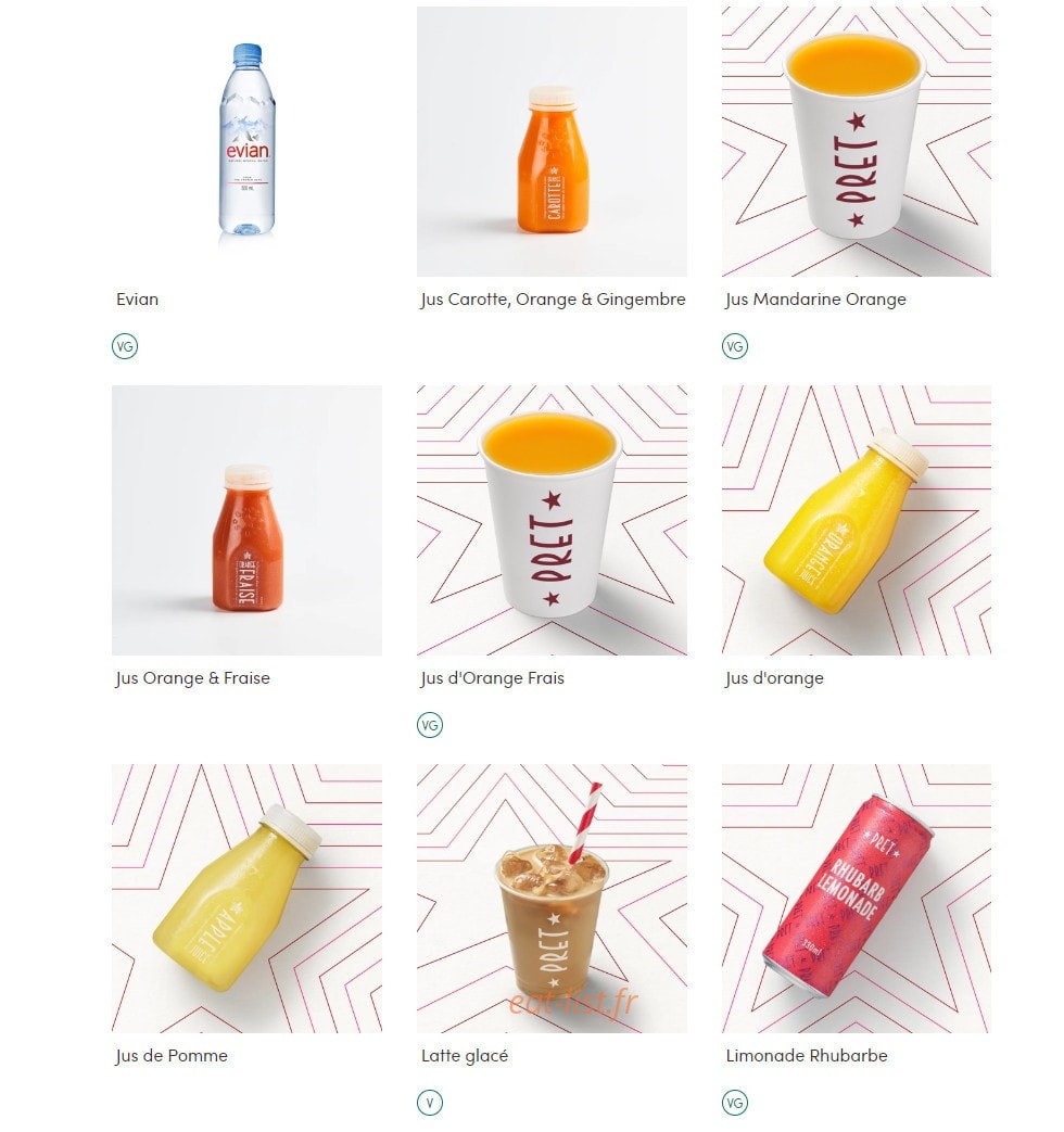 Pret A Manger — carte page 20