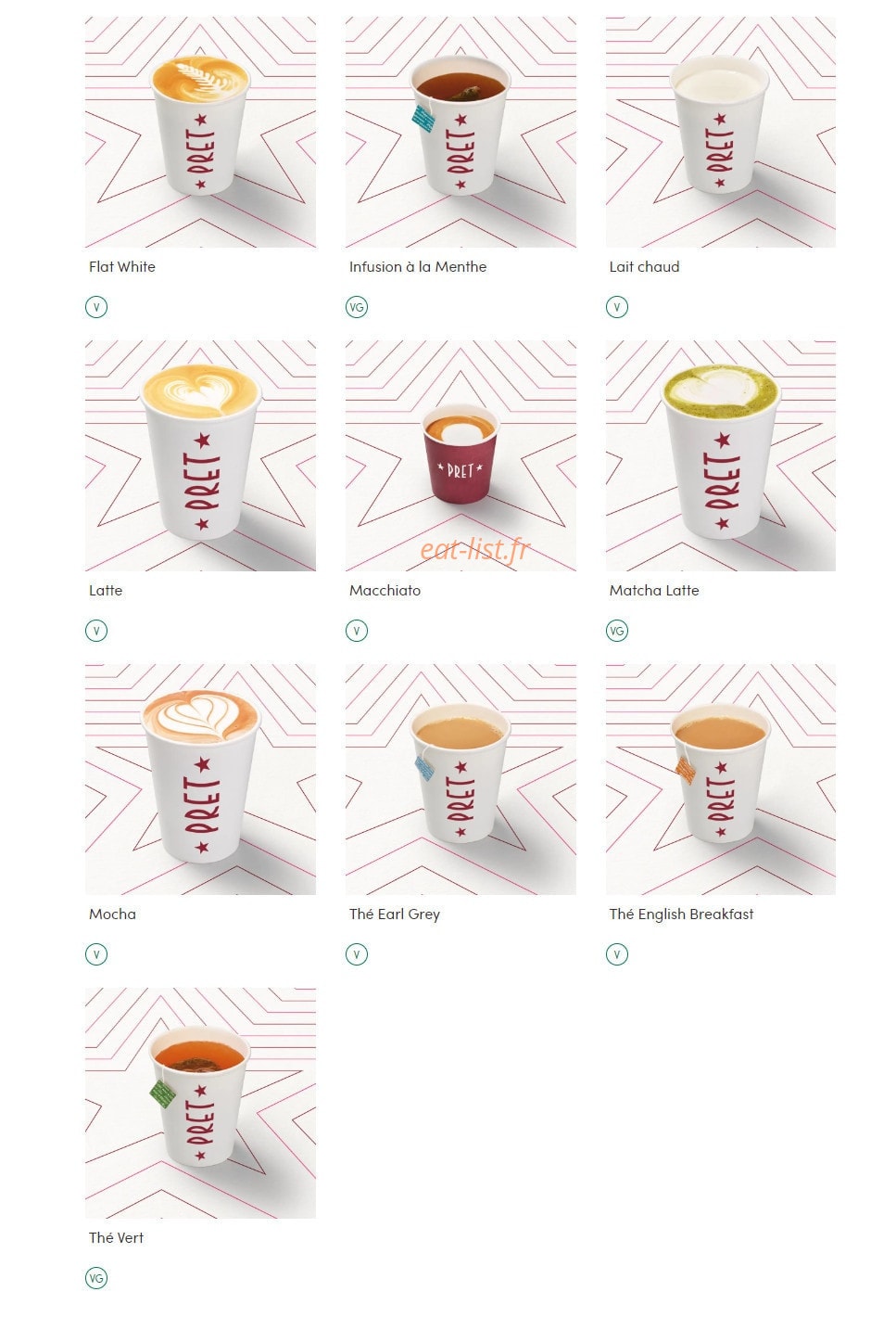 Pret A Manger — carte page 17