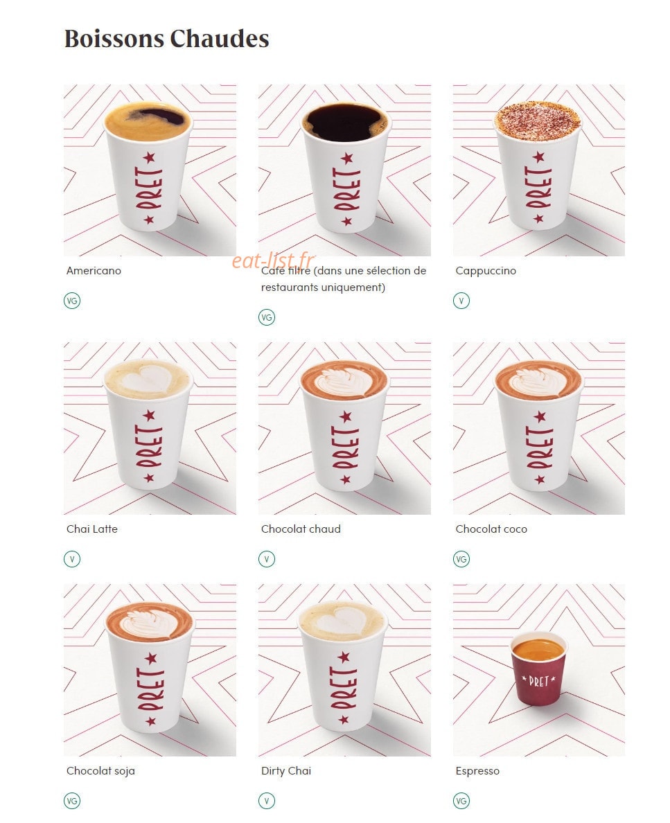 Pret A Manger — carte page 16