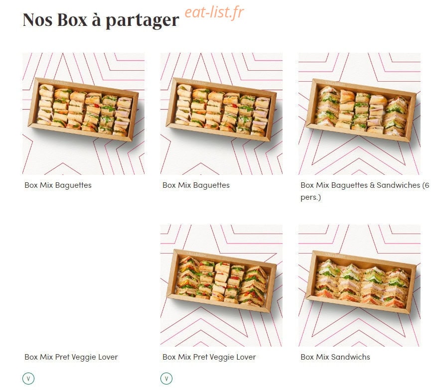 Pret A Manger — carte page 1