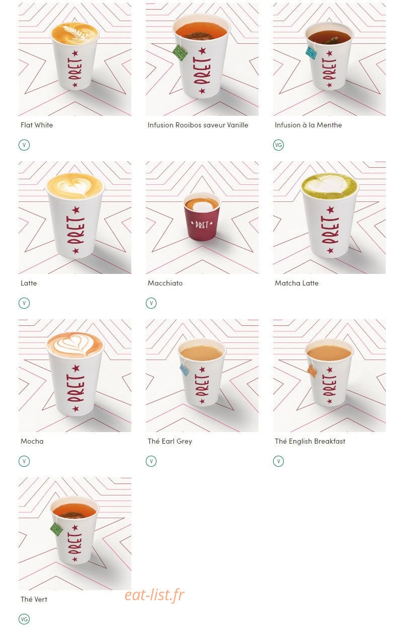 Pret A Manger — carte page 16
