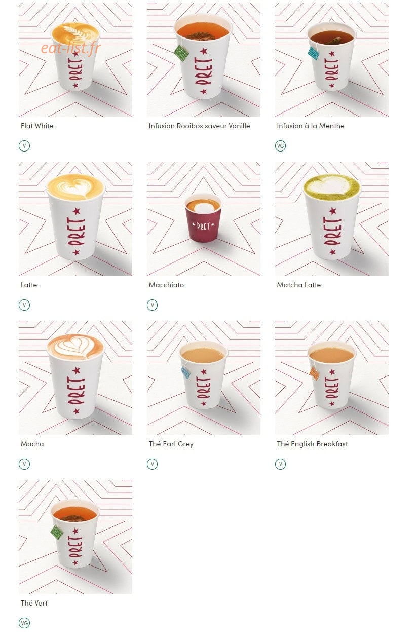 Pret A Manger — carte page 16