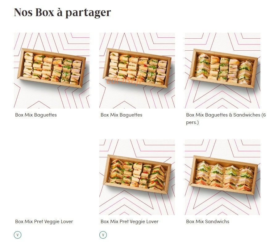 Pret A Manger — carte page 1