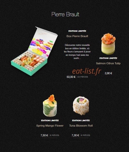 Carte et menu de Sushi Shop à Roissy en France — Les pierre braults