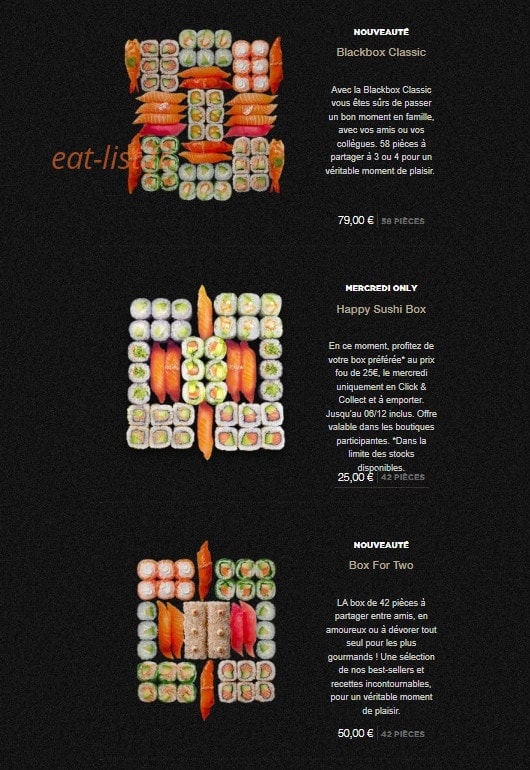 Carte et menu de Sushi Shop à Roissy en France — Les boxes à partager page 2