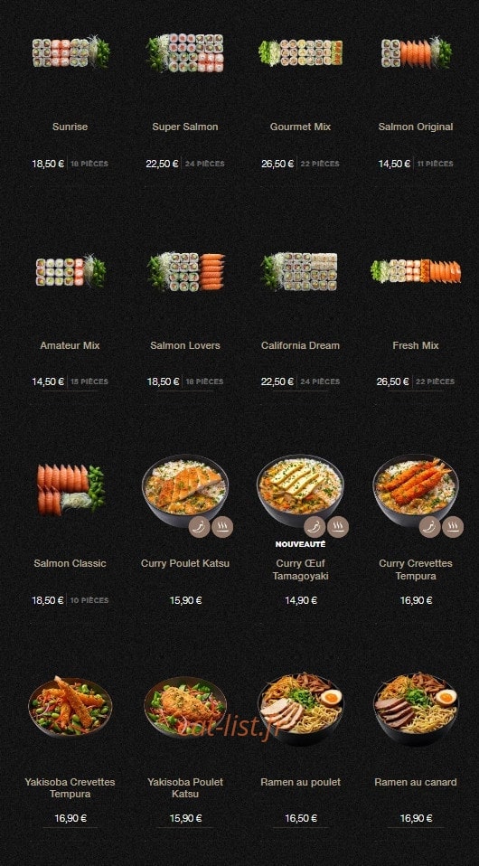 Carte et menu de Sushi Shop à Roissy en France — Les offres midis page 2