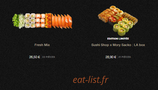 Carte et menu de Sushi Shop à Roissy en France — Les sushis boxes page 3