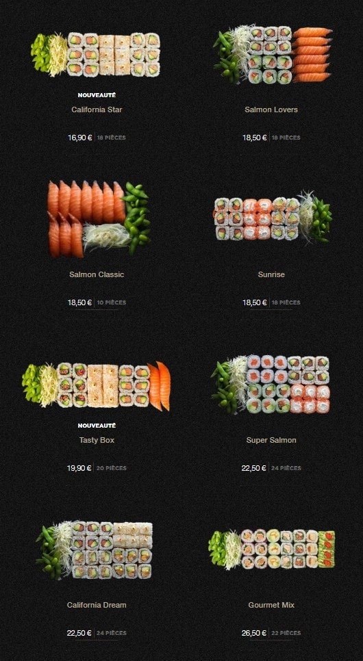 Carte et menu de Sushi Shop à Roissy en France — Les sushis boxes page 2