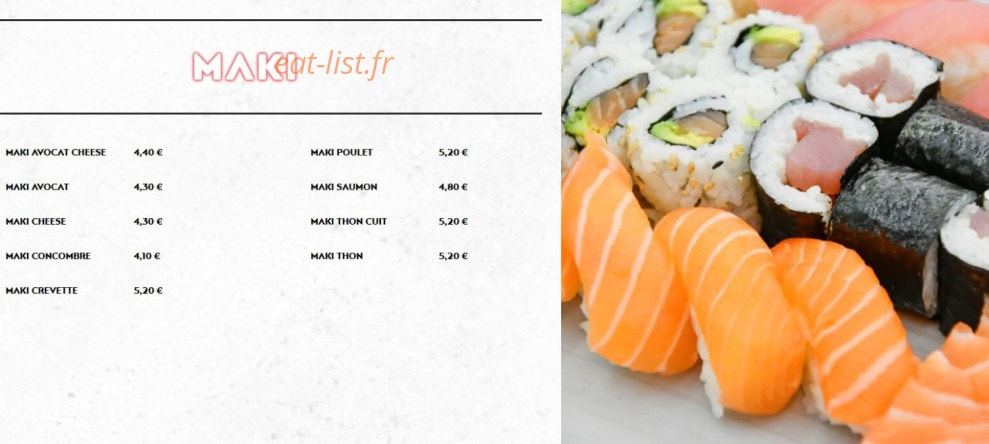 Carte et menu de Sushi Way à Roissy en France — Makis