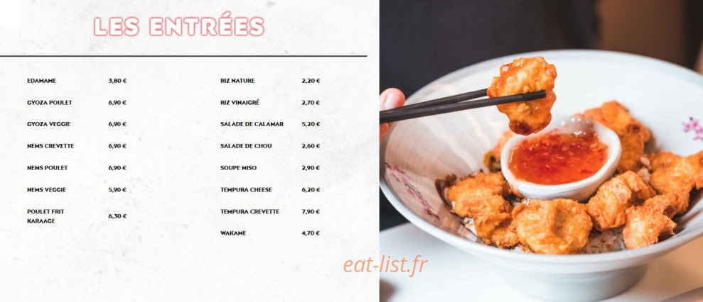 Carte et menu de Sushi Way à Roissy en France — Les entrées