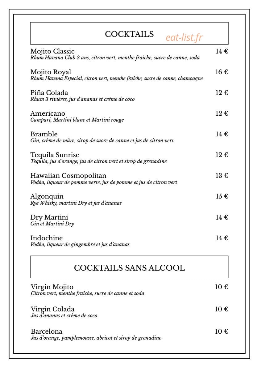 Le Jardin d'Epicure — carte page 13