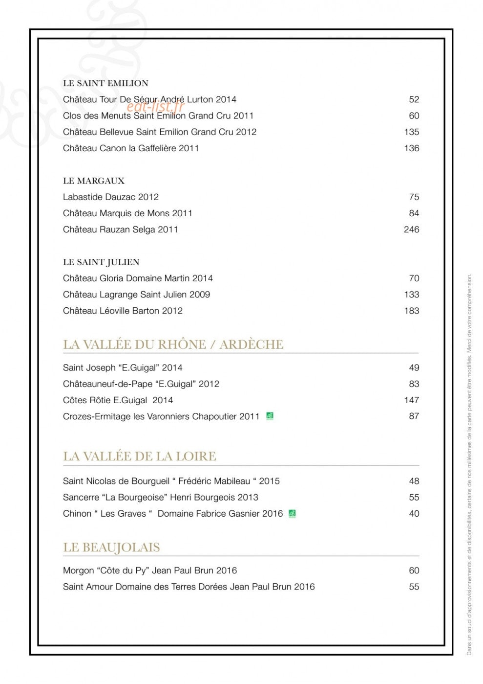 Le Jardin d'Epicure — carte page 9