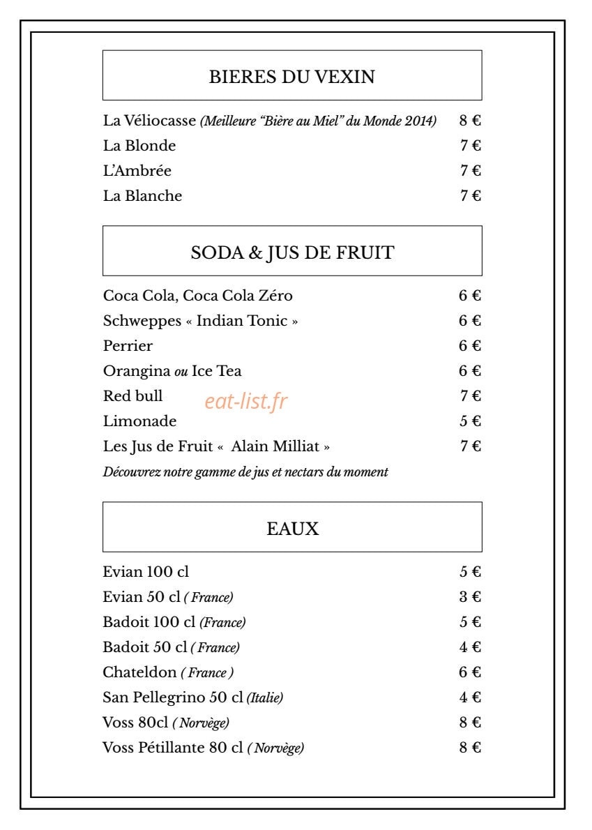 Le Jardin d'Epicure — carte page 16