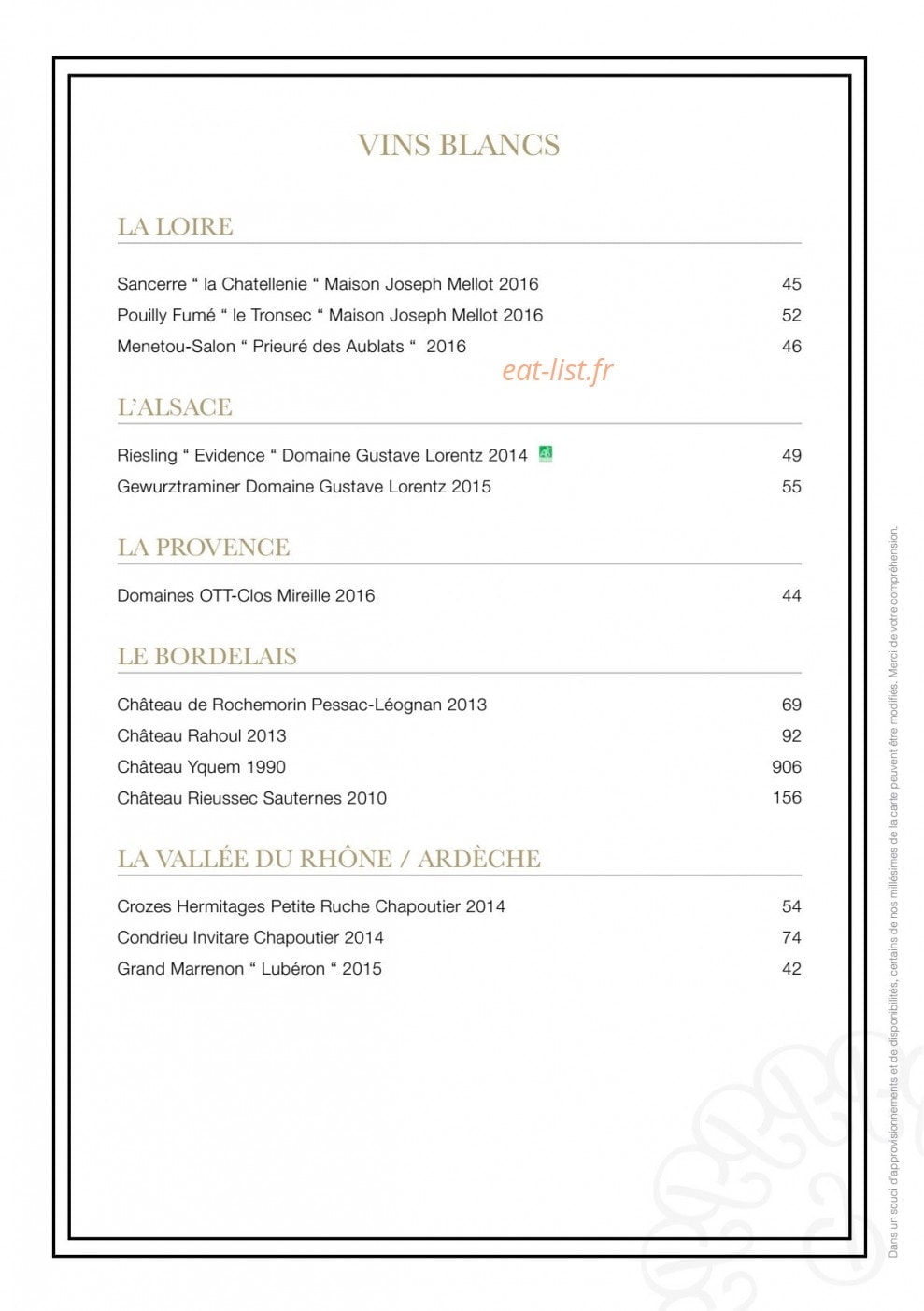 Le Jardin d'Epicure — carte page 6