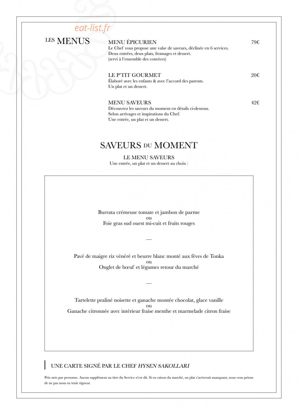 Le Jardin d'Epicure — carte page 2