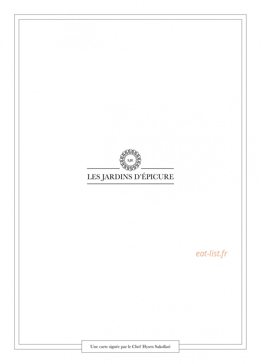 Le Jardin d'Epicure — carte page 1