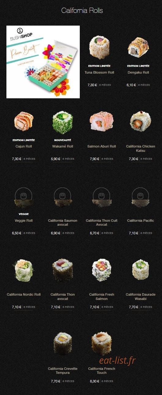 Sushi Shop — carte page 16