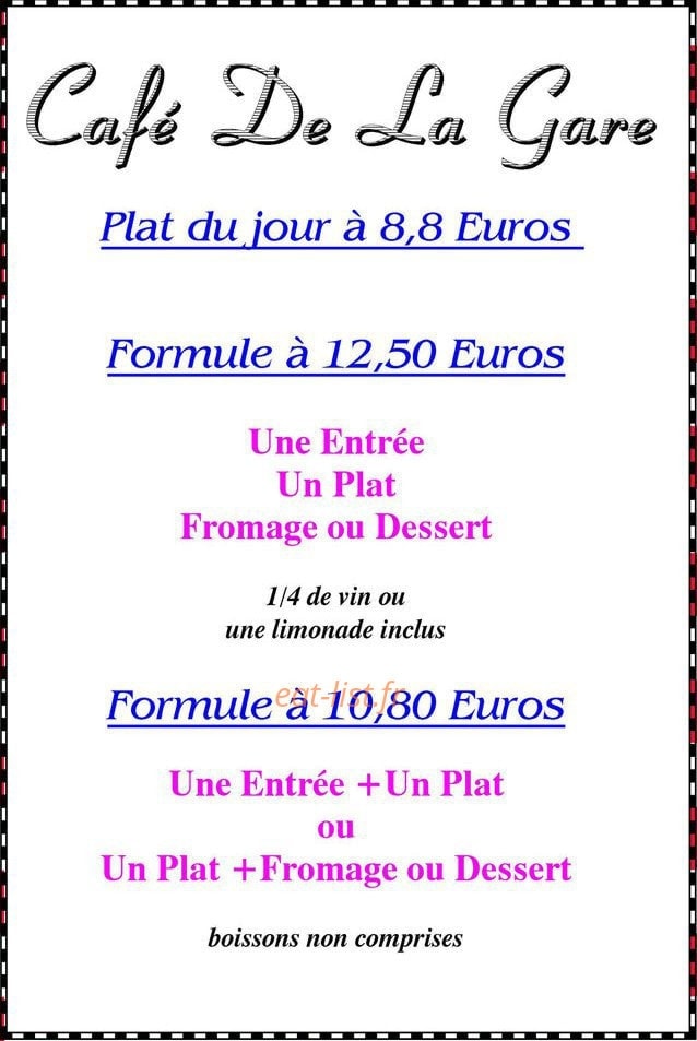 Café de la Gare — carte page 1
