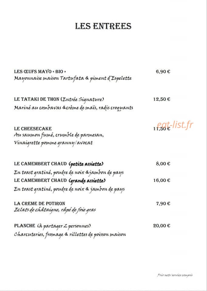L'Hédoniste — carte page 1