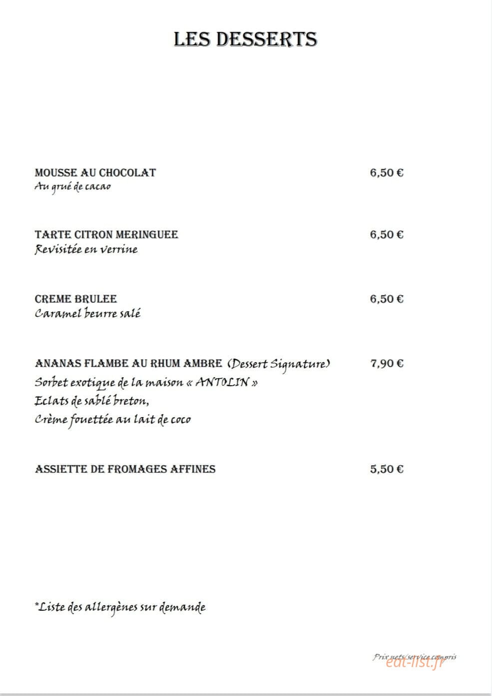 L'Hédoniste — carte page 3