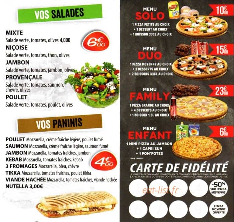 Pizza Hot — carte page 2