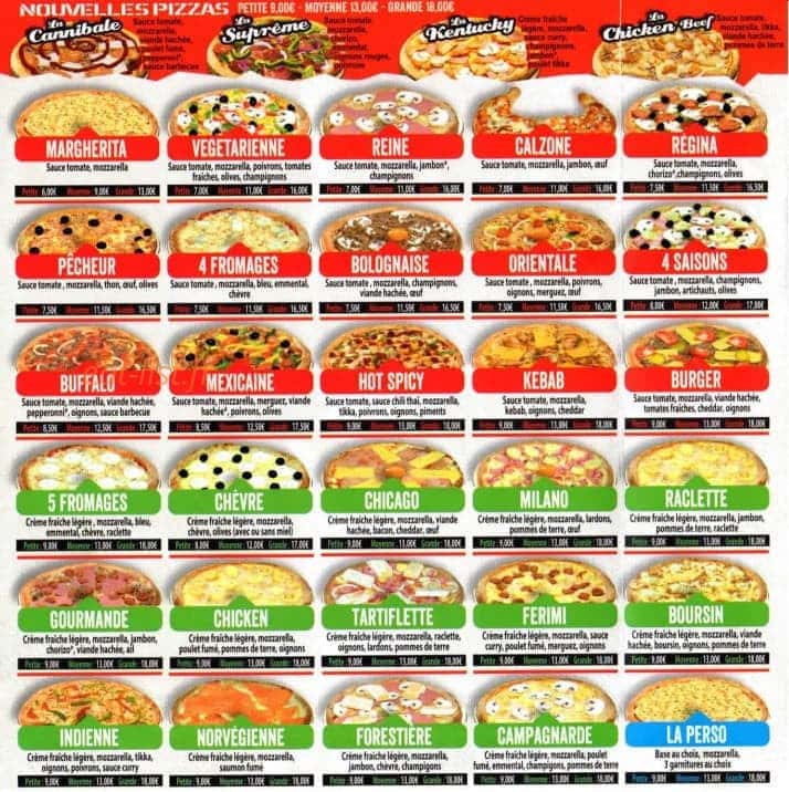 Pizza Hot — carte page 1