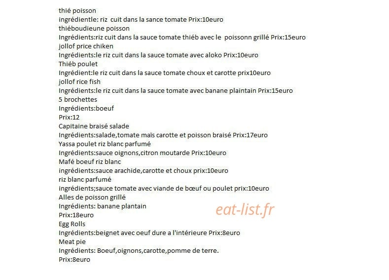 Afrik Delice — carte page 1