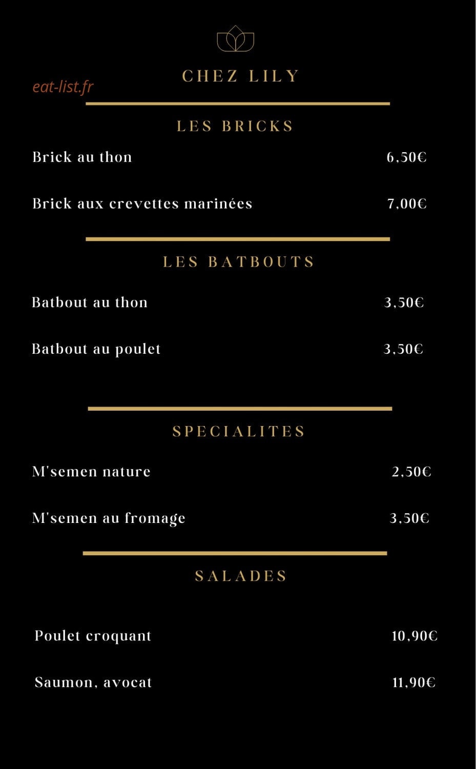 Chez Lily — carte page 1
