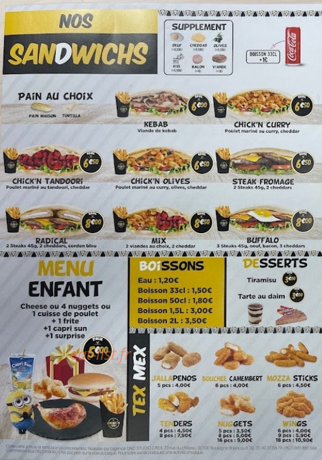 Chick’N Chic — carte page 2