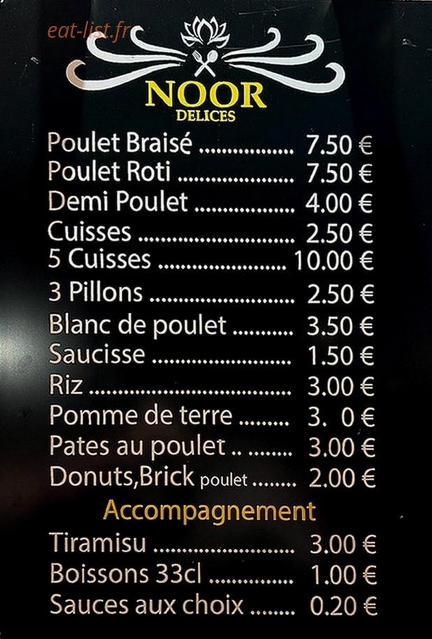 Noor Délice — carte page 1