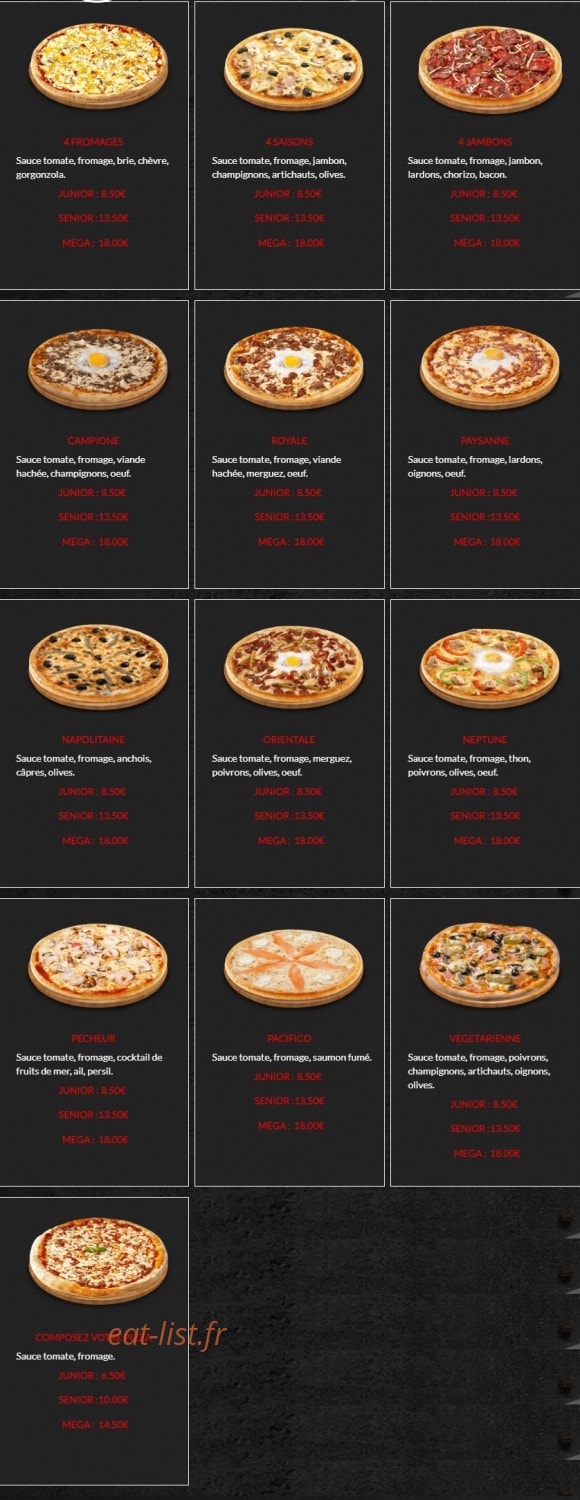 O'Pizza 95 — carte page 1