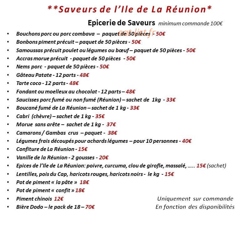 Saveurs de l'Ile de La Réunion — carte page 2