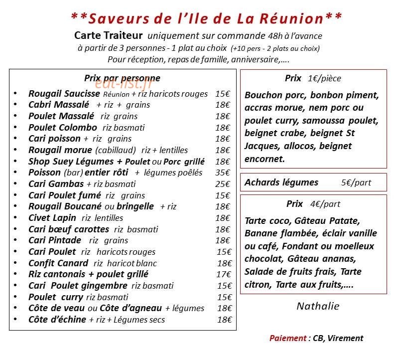 Saveurs de l'Ile de La Réunion — carte page 1