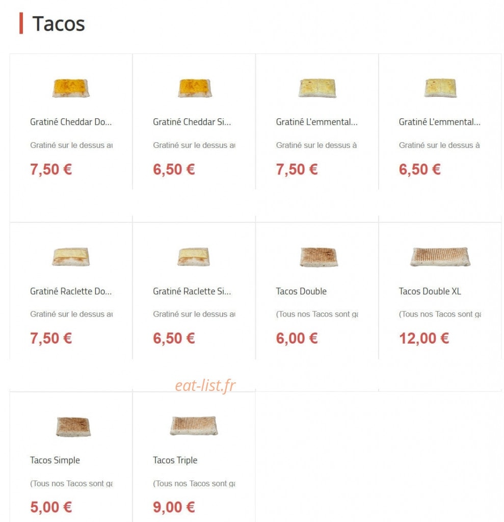 Tacos spécial — carte page 1