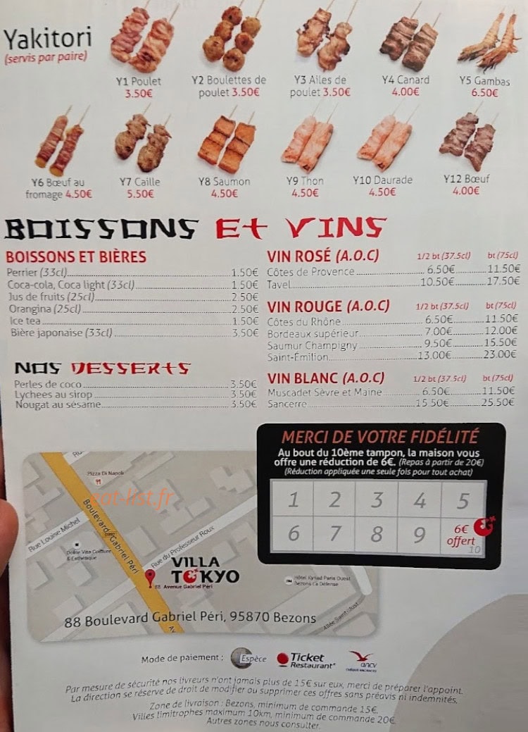 Villa Tokyo — carte page 6