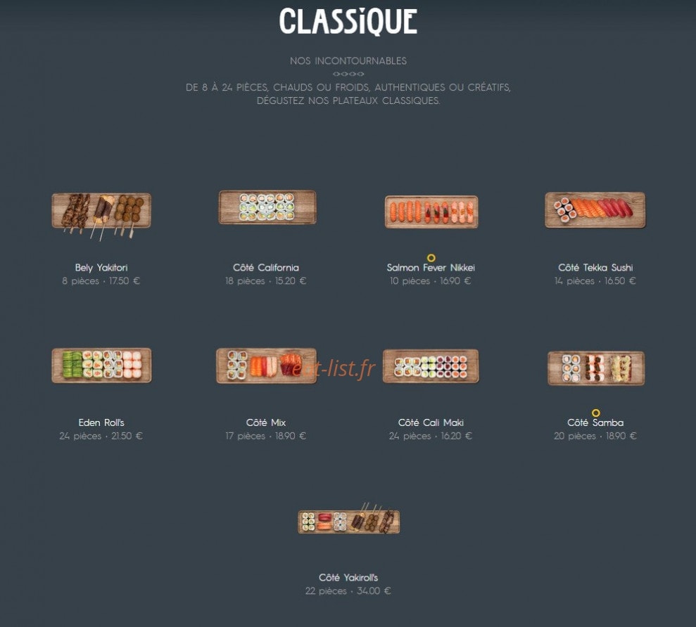Côté Sushi — carte page 1