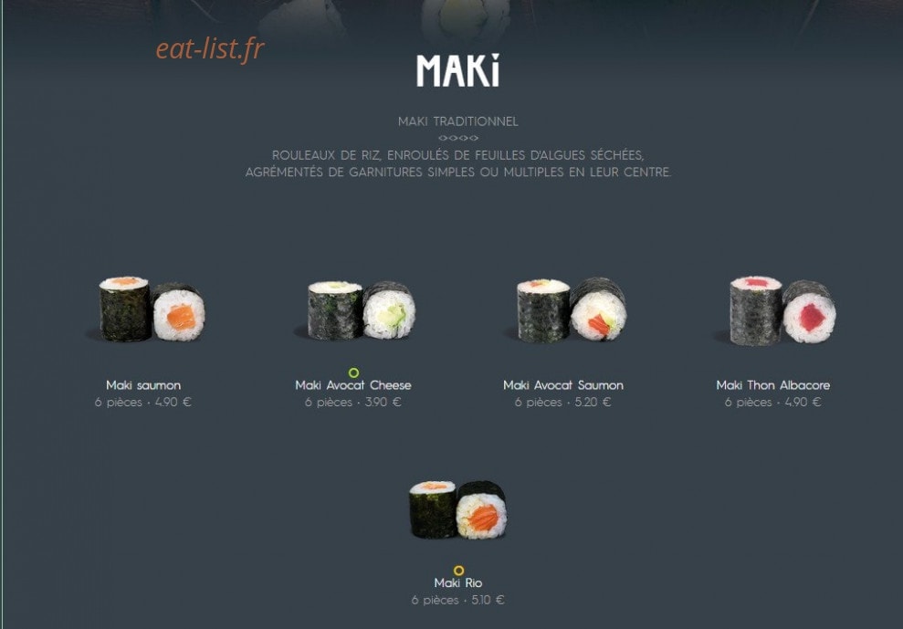 Côté Sushi — carte page 13