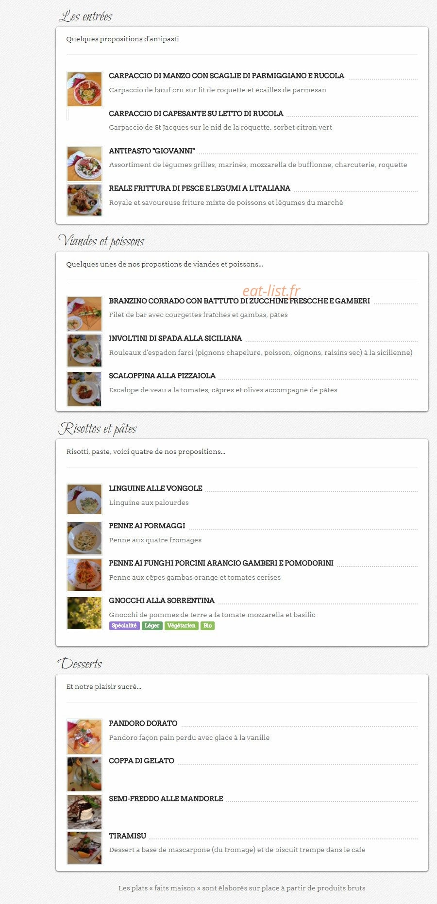 Da Giovanni — carte page 1