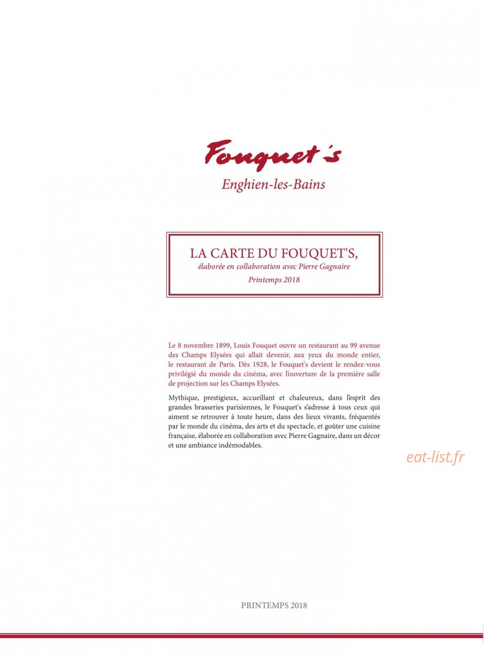 Fouquet's — carte page 1