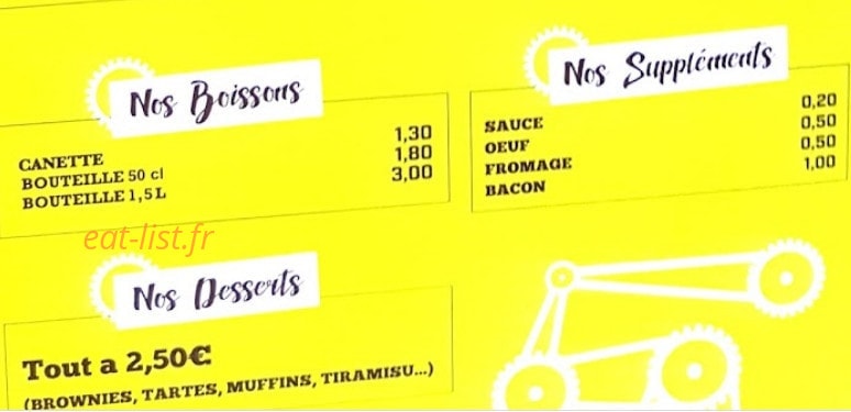 Carte et menu de La Sandwicherie De La Gare à Enghien les Bains — Les desserts, suppléments et boissons