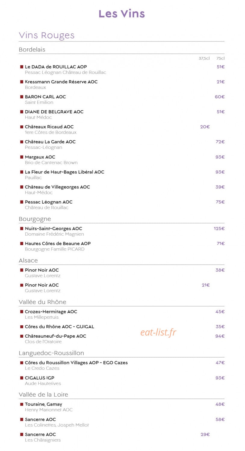 Le 85 Restaurant — carte page 4