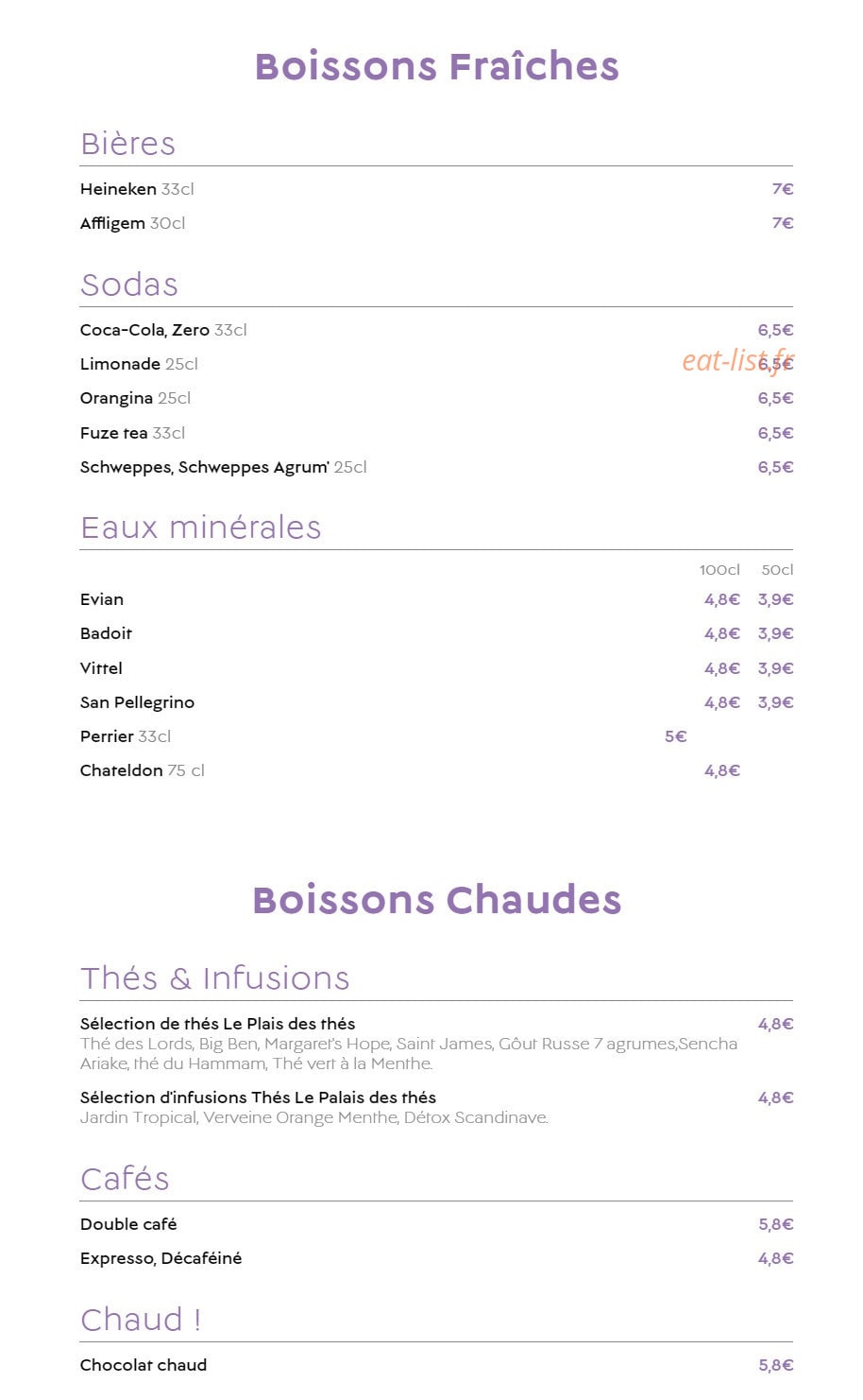 Le 85 Restaurant — carte page 8