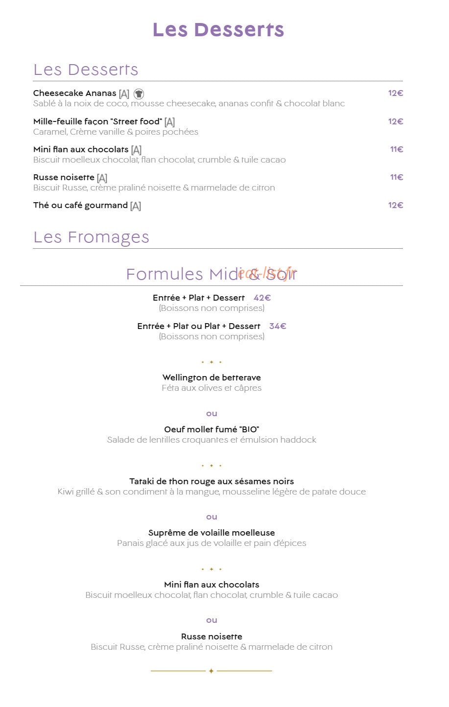 Le 85 Restaurant — carte page 2
