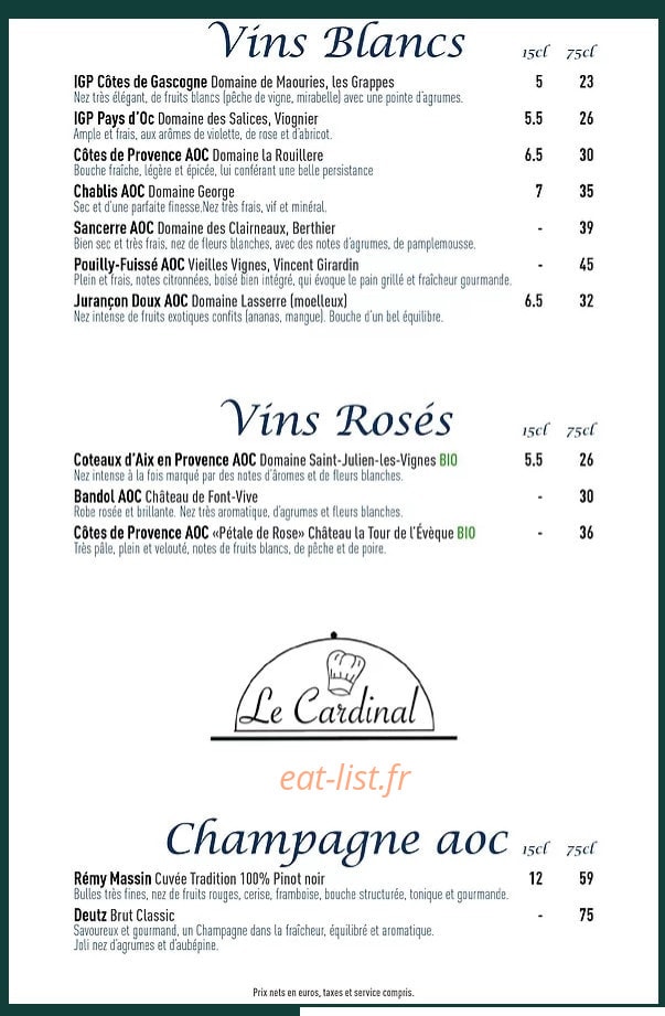 Le Cardinal — carte page 3