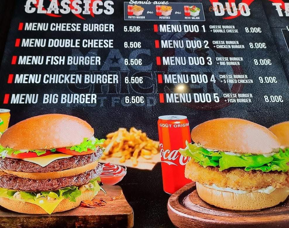 Mac Chicken — carte page 2