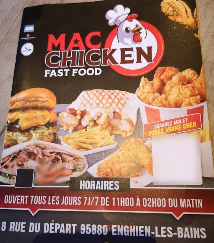 Mac Chicken — carte page 1